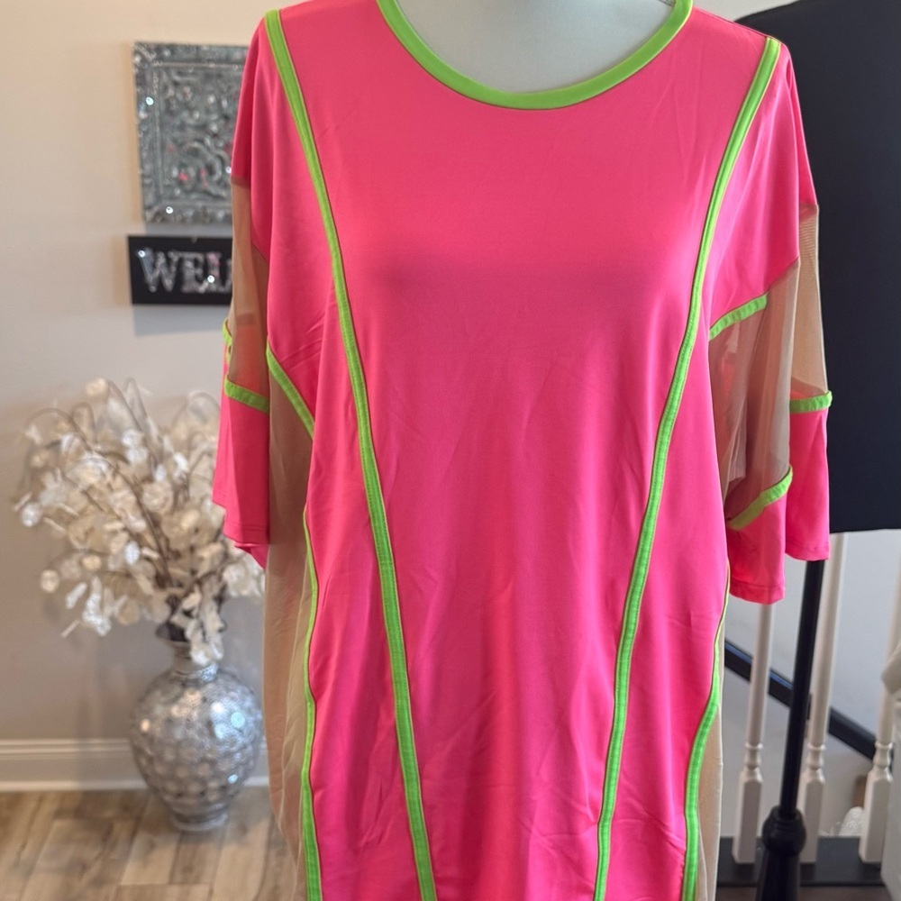 Fashion Nova Pink and Green Track Top